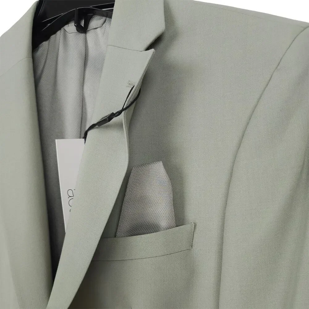 Bar III Mens Slim Fit Suit Jacket Blazer 42R Sage Green Solid Stretch Wool NWT